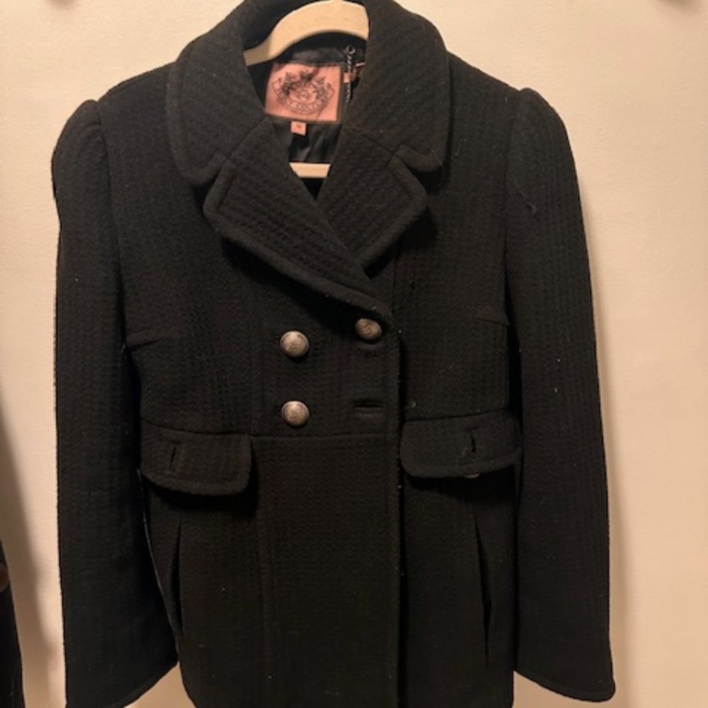 Vintage Juicy Couture Car Coat in black size Medium